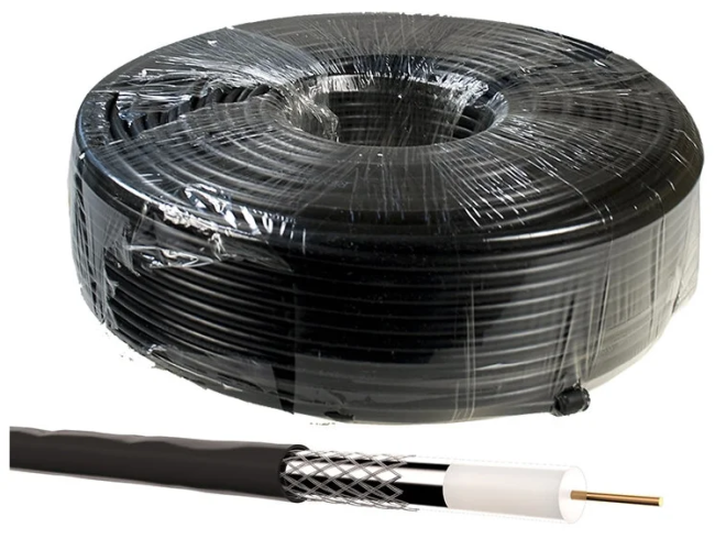 Кабель коаксиальный RG-6U, 75 Ом (медный проводник, оплетка 32 алюминиевые нити), уличный, Netko, 15 метров