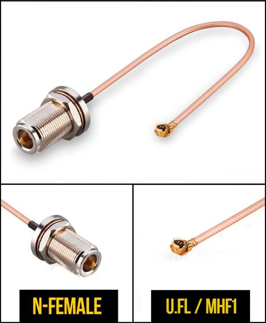 Комплект пигтейлов N-female - U.FL (IPEX), кабель RG178, 50 Ом, 15 см, 4 шт