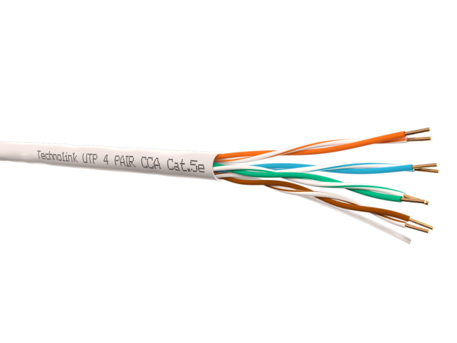 Кабель витая пара UTP4, CCA, 4 пары, cat.5е, моножила, для помещений, 25м. с коннекторами и колпачками в комплекте