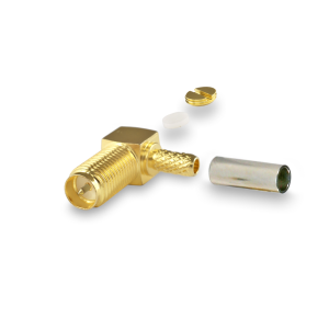 Угловой разъём RP-SMA-female под кабель RG174, RG178, RG316, 50 Ом, обжимной под пайку, 20 шт.