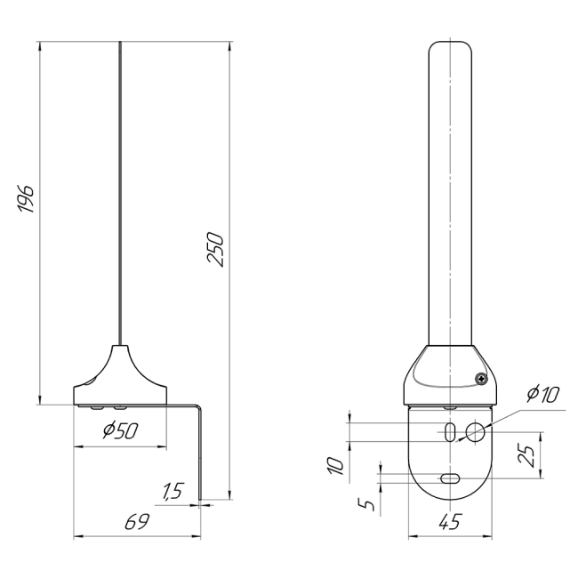 Всенаправленная антенна KC3-800/2700T (2дБ), разъём SMA-male, длина 2 метра