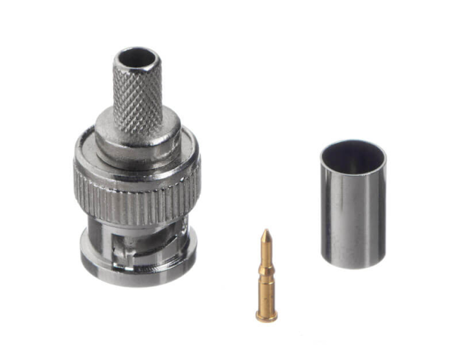 Разъем BNC-male под кабель RG58, медная жила, 50 Ом, обжимной под пайку, 2 шт Разъем BNC-male под кабель RG58, медная жила, 50 Ом, обжимной под пайку, 2 шт