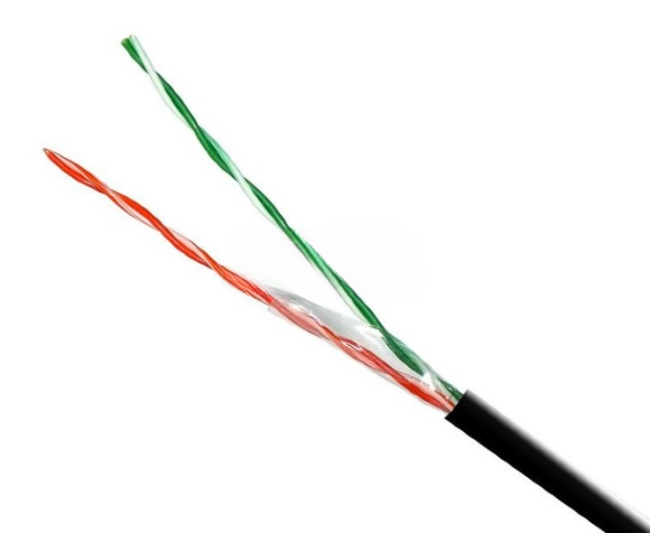 Кабель витая пара UTP, cat.5e, 2 пары 24AWG, уличный, медный проводник, Eletec, 180 метров