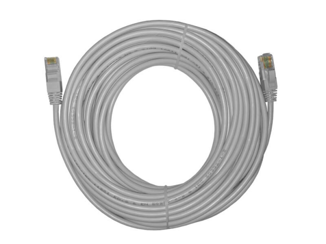 Патч корд 15 метров UTP4, чистая медь, cat.5, кабель для интернета RJ45 с переходником RJ-45 на RJ-45 в комплекте, серый