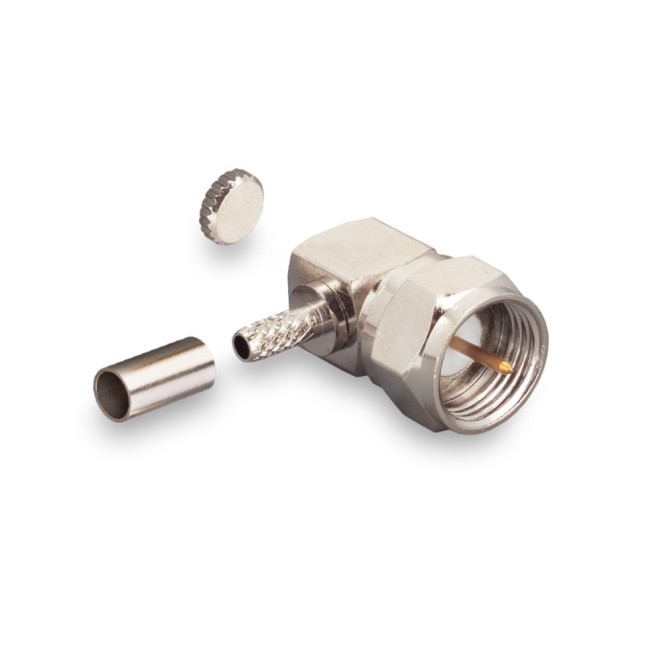 Угловой разъем F-male под кабель RG174, RG178, RG316, 50 Ом, обжимной под пайку, 20 шт.