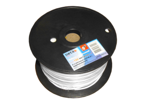 Кабель сигнальный, экранированный 2x0.22мм2 (7x0.2мм), пластиковая катушка, белый, Netko, 100 метров