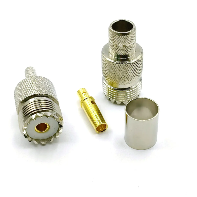 Разъем UHF-female (PL259) под кабель 5D-FB (N-F111F), обжимной под пайку, 10 шт.