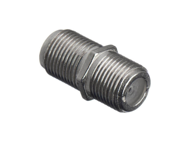 Переходник F-female - F-female, цинк, покрытие никель, F120-46, Netko, 100 шт