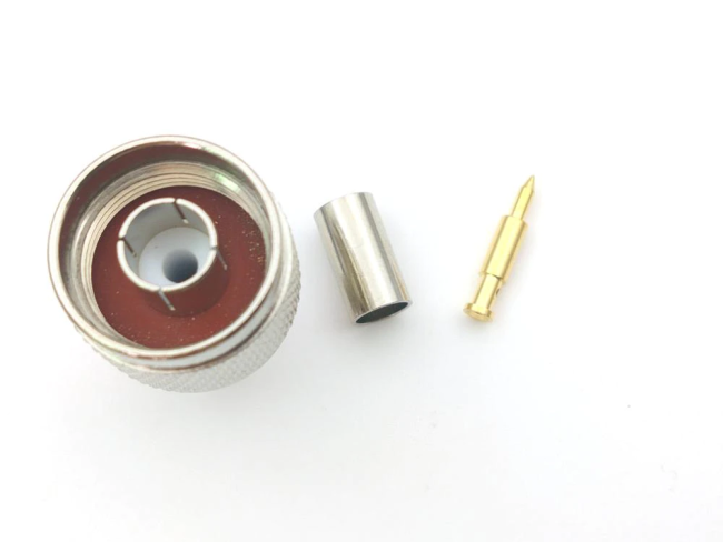 Разъем N-male под кабель RG-58 (N-111F), обжимной под пайку, 2 шт. Разъем N-male под кабель RG-58 (N-111F), обжимной под пайку, 2 шт.