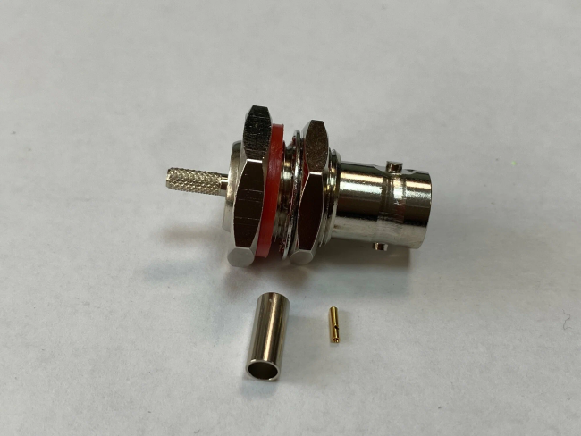 Разъем BNC-female с фланцем под кабель RG174, RG178, RG316, 50 Ом, обжимной под пайку, 10 шт.