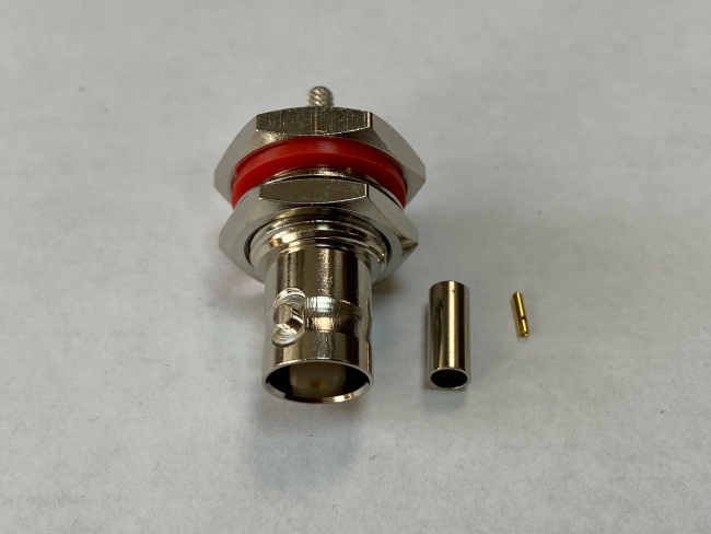 Разъем BNC-female с фланцем под кабель RG174, RG178, RG316, 50 Ом, обжимной под пайку, 10 шт.