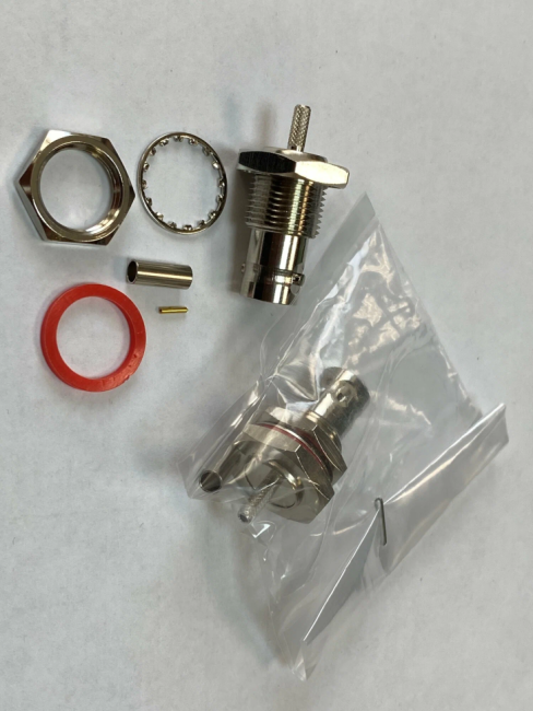 Разъем BNC-female с фланцем под кабель RG174, RG178, RG316, 50 Ом, обжимной под пайку, 10 шт.