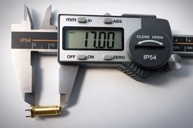 Разъем SMA-female под пайку на плату, прямой, общая длина 22.3мм, длина резьбы 17мм, 50 шт.