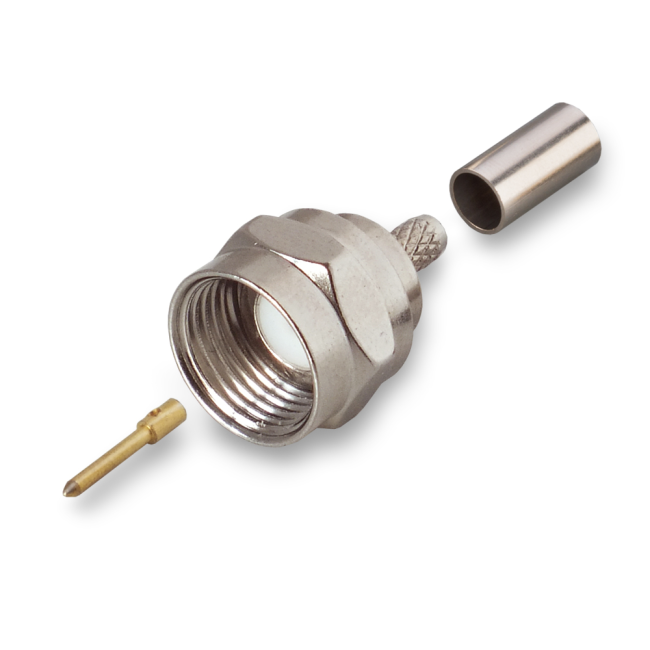 Разъем F-male под кабель RG174, RG178, RG316, 50 Ом, обжимной под пайку, 1 шт.