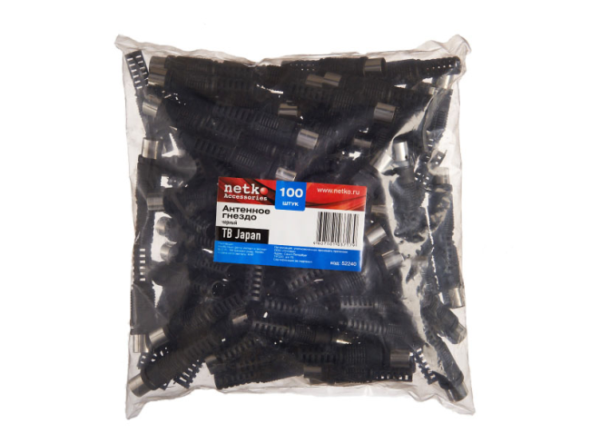 Разъём гнездо (мама) для TV, черный, Netko, 1 шт.