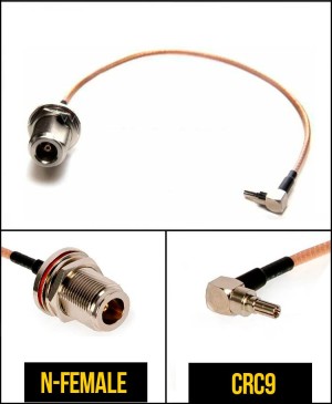 Комплект пигтейлов N-female - CRC9, кабель RG316, 50 Ом, 15 см, 6 шт