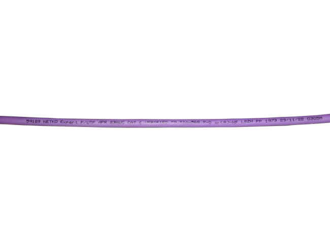 Кабель витая пара FTP4, cat.6, 23AWG, чистая медь, нг(А)-HF LSZH, фиолетовый, проходит Fluke test, 90 метров