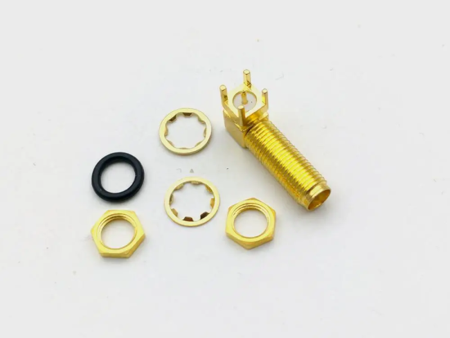 Разъем SMA-female под пайку на плату, общая длина 23мм, длина резьбы 18мм, 2 шт.