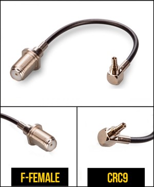 Пигтейл радиочастный (переходник) F-female - CRC9, кабель RG174, 50 Ом, 15 см, 1 шт