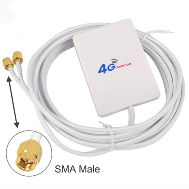 3G/4G MIMO-антенна для модемов с двумя разъемами SMA-male (папа) для модемов, 4 дб., 3 метра 3G/4G MIMO-антенна для модемов с двумя разъемами SMA-male (папа) для модемов, 4 дб., 3 метра