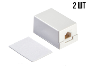 Розетка компьютерная внешняя 1 порт RJ45, неэкранированная, cat.5е, 110/Krone, BC (чистая медь), белая, 2 шт.