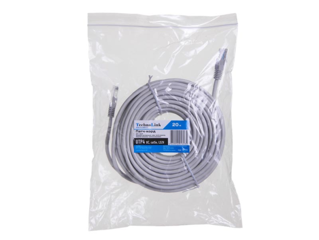 Патч корд 20 метров UTP4, чистая медь, cat.5, кабель для интернета RJ45 с переходником RJ-45 на RJ-45 в комплекте, серый Патч корд 20 метров UTP4, чистая медь, cat.5, кабель для интернета RJ45 с переходником RJ-45 на RJ-45 в комплекте, серый