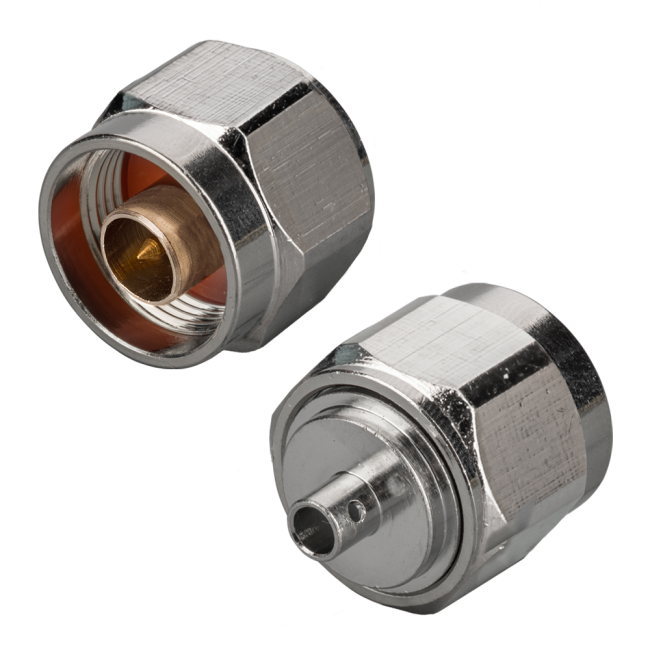 Разъем N-male под полужесткий кабель RG405 (0.086"), шестигранный, под пайку, 2 шт.