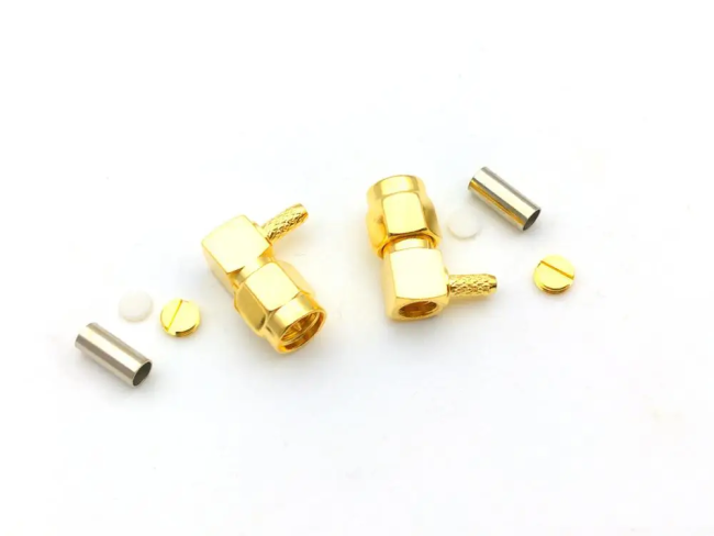 Угловой разъем SMA-male под кабель RG174, RG178, RG316, 50 Ом, обжимной под пайку, 10 шт.