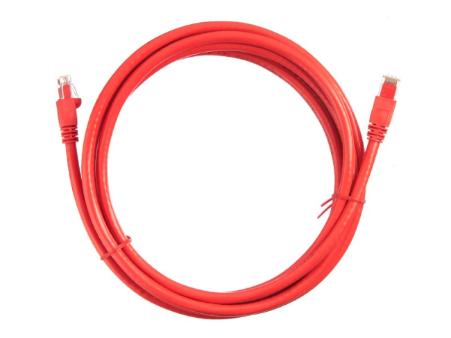 Патч корд 3 метра, UTP4, cat.6, медный, интернет кабель RJ45 с переходником RJ-45 на RJ-45 в комплекте, красный