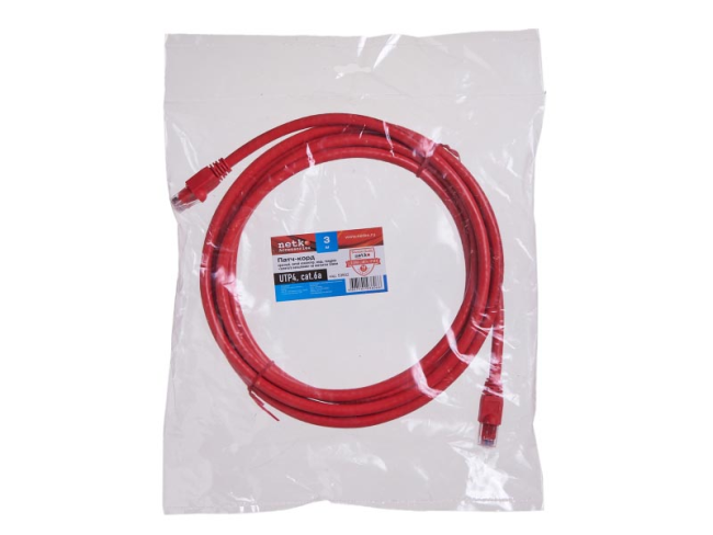 Патч корд 3 метра, UTP4, cat.6, медный, интернет кабель RJ45 с переходником RJ-45 на RJ-45 в комплекте, красный Патч корд 3 метра, UTP4, cat.6, медный, интернет кабель RJ45 с переходником RJ-45 на RJ-45 в комплекте, красный