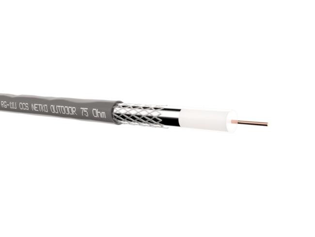 Кабель коаксиальный RG-11U, 75 Ом (CCS, оплетка 96 нитей AL), уличный, Netko, 10 метров