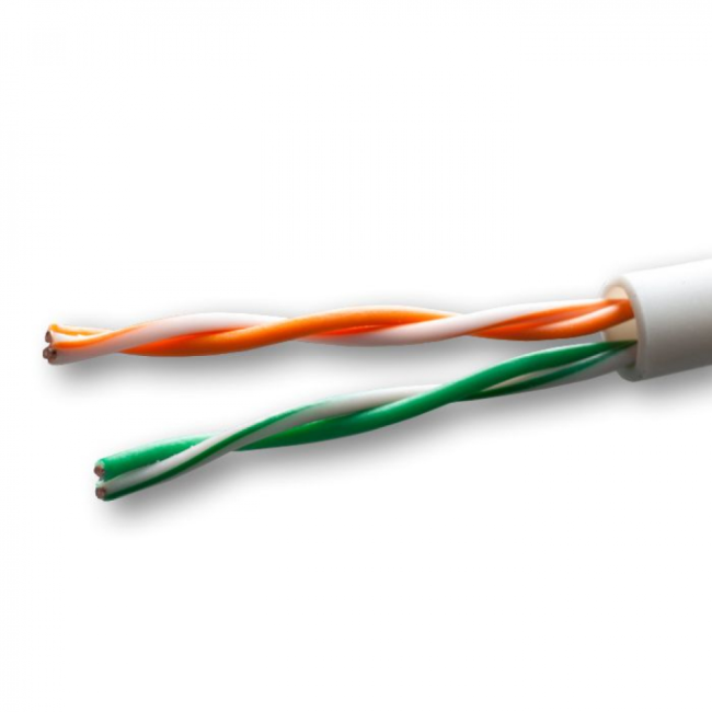 Кабель витая пара UTP2, CCA, 2 пары, cat.5е, моножила, внутренний, 260м. с коннекторами и колпачками в комплекте (по 2 шт)