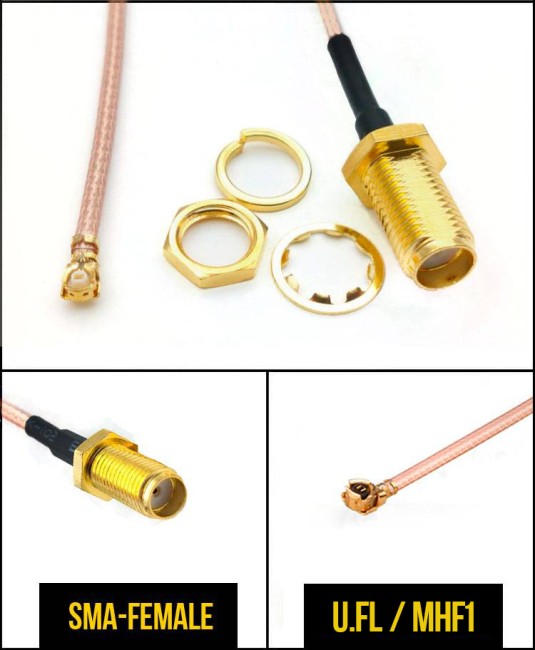 Комплект пигтейлов SMA-female - U.FL (IPEX), кабель RG316, 50 Ом, 20 см, 6 шт