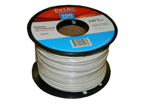 Кабель сигнальный, неэкранированный 4x0.5мм, пластиковая катушка, белый, Netko, 50 метров