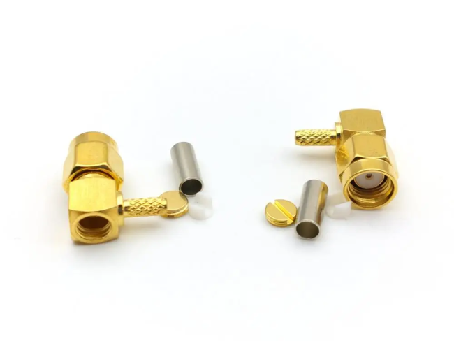 Угловой разъем SMA-male под кабель RG174, RG178, RG316, 50 Ом, обжимной под пайку, 20 шт. Угловой разъем SMA-male под кабель RG174, RG178, RG316, 50 Ом, обжимной под пайку, 20 шт.