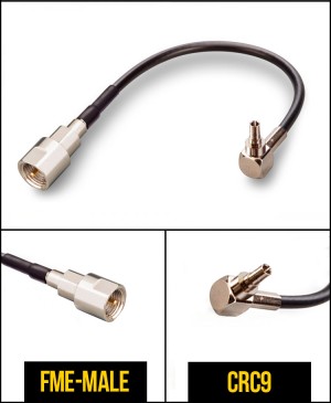 Пигтейл радиочастный (переходник) FME-male - CRC9, кабель RG174, 50 Ом, 15 см, 1 шт