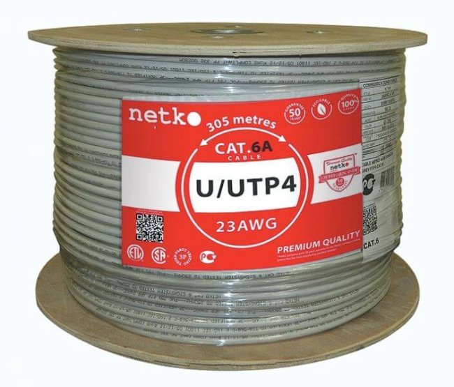 Кабель витая пара UTP4 cat.6a, 23AWG, чистая медь, моножильный, с крестовиной, проходит Fluke Test, Netko, 10 метров