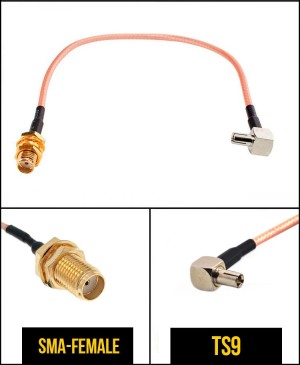 Комплект пигтейлов SMA-female - TS9, кабель RG316, 50 Ом, 15 см, 6 шт