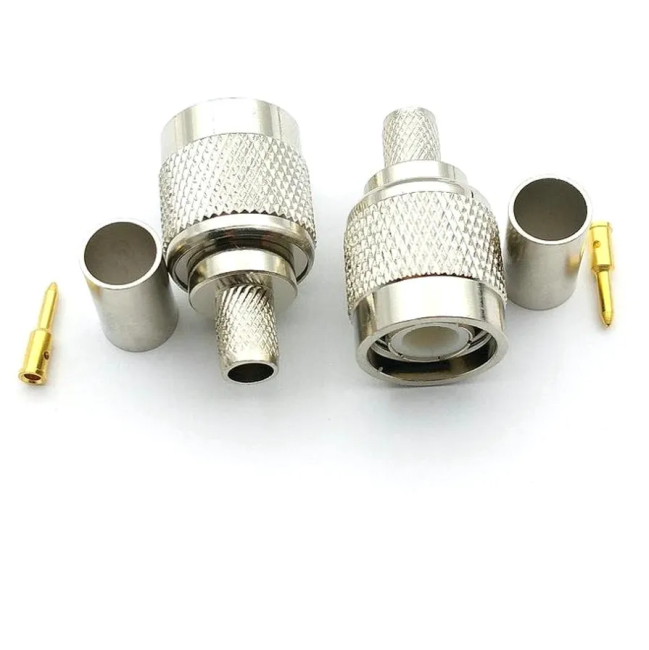 Разъем TNC-male (T-111F) под кабель RG58 (RG-58), 50 Ом, обжимной под пайку, 2 шт.