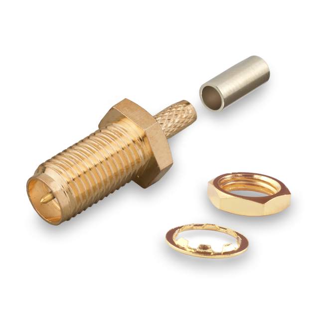 Разъем RP-SMA-female под кабель RG174, RG178, RG316, 50 Ом, обжимной под пайку, 10 шт.