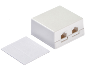 Розетка компьютерная внешняя 2 порта RJ45, неэкранированная, cat.5е, 110/Krone, BC (чистая медь), белая, 1 шт.