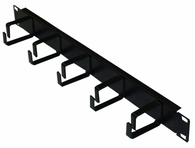 Кабельный органайзер 19', 1U, металлический, 5 металл. колец, черный Кабельный органайзер 19', 1U, металлический, 5 металл. колец, черный