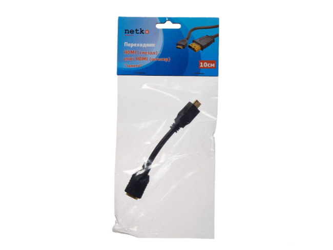 Переходник HDMI-female - miniHDMI-male, 10 см, Netko, 3 шт