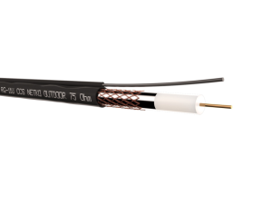 Кабель коаксиальный RG-11U с тросом, 75 Ом (CCS, оплетка 96 алюминиевых нитей), уличный, черный, 25 метров