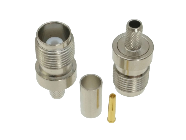 Разъем TNC-female (T-211F) под кабель RG58 (RG-58), 50 Ом, обжимной под пайку, 1 шт.