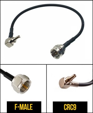 Комплект пигтейлов F-male - CRC9, кабель RG174, 50 Ом, 15 см, 5 шт