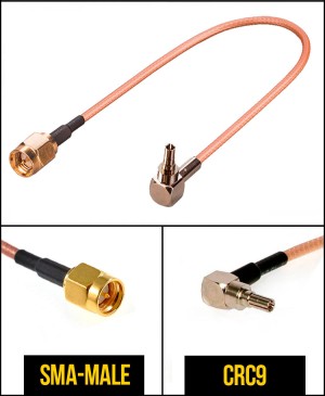 Комплект пигтейлов SMA-male - CRC9, кабель RG316, 50 Ом, 15 см, 6 шт