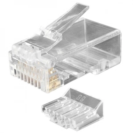 Коннектор RJ-45 (8p8c) cat.6, со вставкой, для одножильного и многожильного кабеля, Netko, 100 шт.