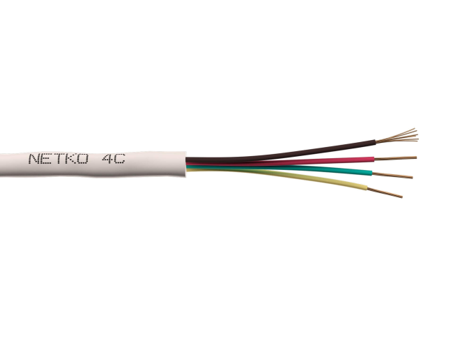 Кабель телефонный 4C, омедненная сталь, круглый, белый, 10 метров, Netko Кабель телефонный 4C, омедненная сталь, круглый, белый, 10 метров, Netko