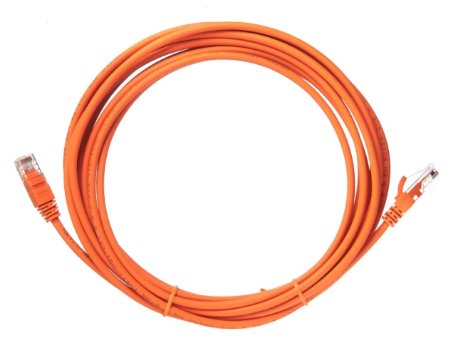 Патч корд 5 метров, UTP4, cat.5, медный, интернет кабель RJ45 с переходником RJ-45 на RJ-45 в комплекте, оранжевый